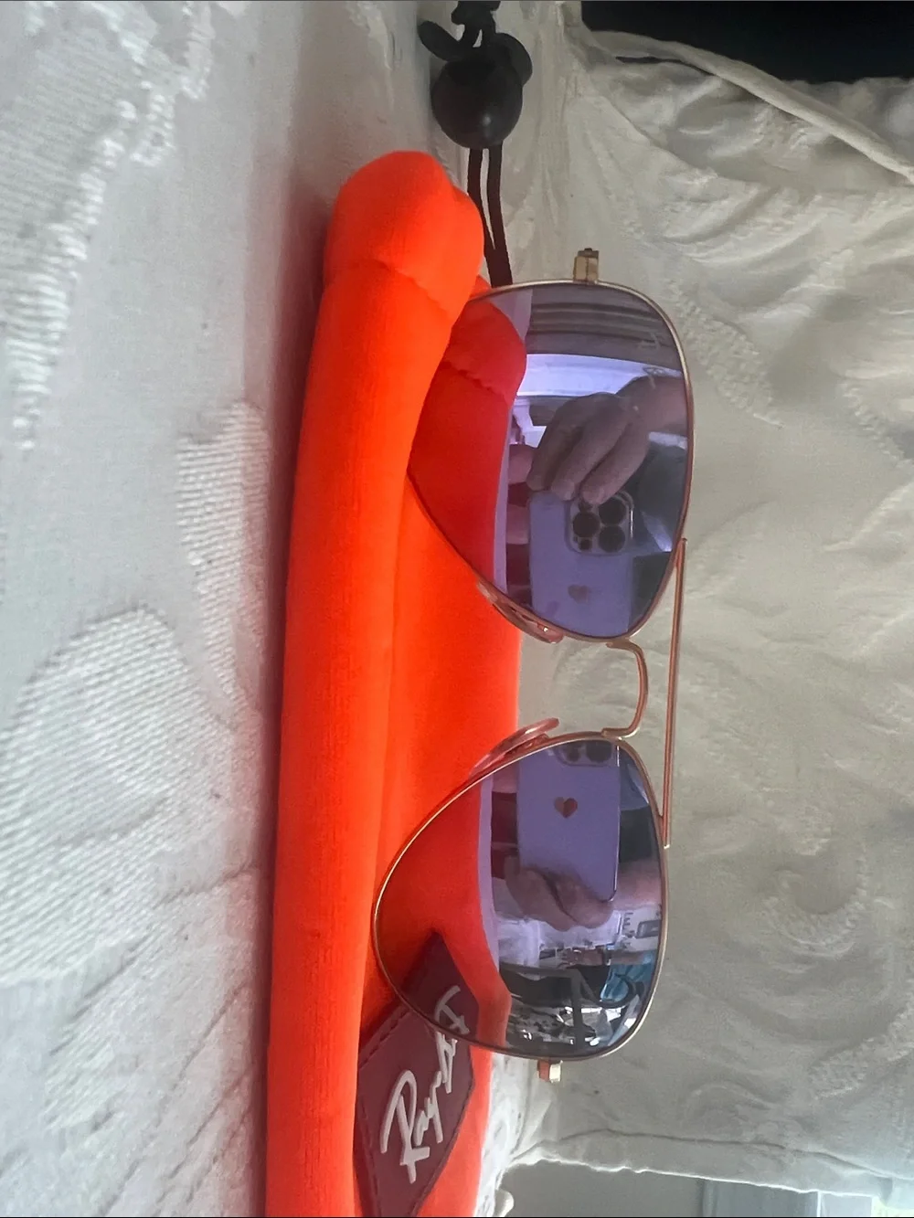 Ray-Ban Kid’s Gold Frame Sunglasses with Purple Mirrored Lenses